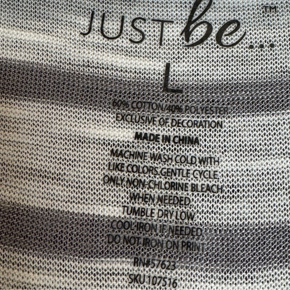 NWT JUST BE Gray Striped Women's Top - Picture 5 of 6